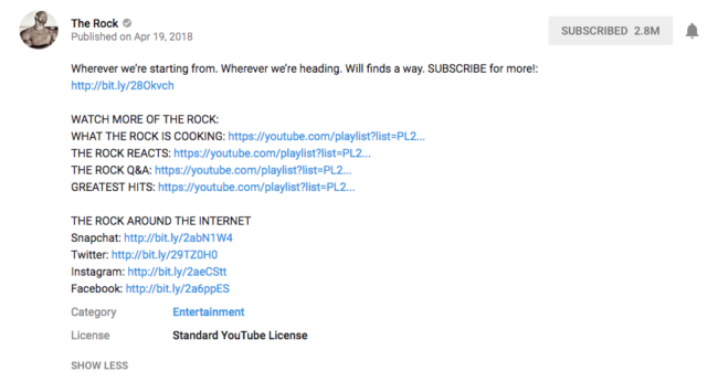 links on youtube