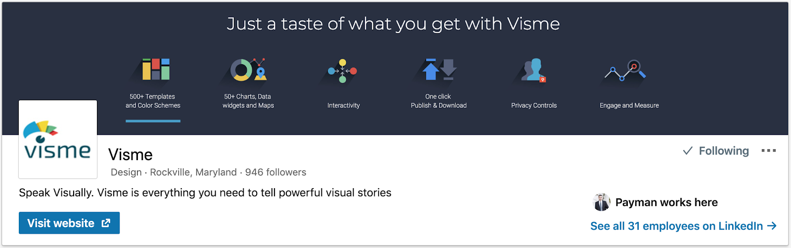 visme on linkedin