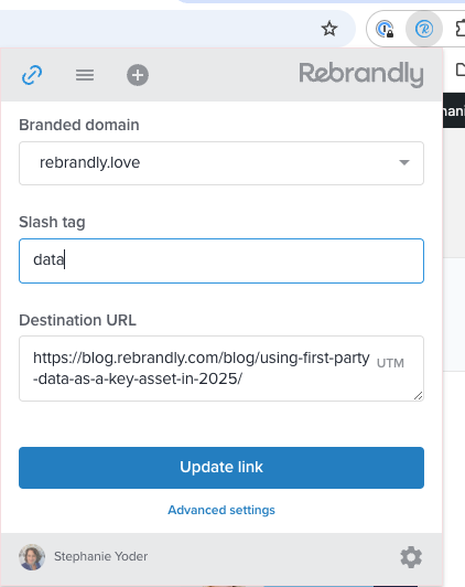 Enter a custom slash tag.